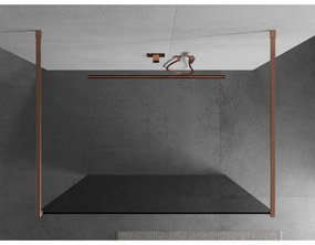 Mexen Kioto, Walk-In zuhany paraván 120 x 200 cm, 8mm szürke üveg, réz matt profil, 800-120-002-65-40
