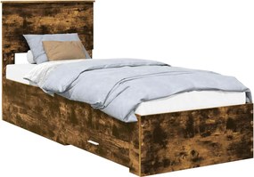 vidaXL Ágykeret fejtámlával Füstölt tölgy és ezüst 75 x 190 cm Faanyag
