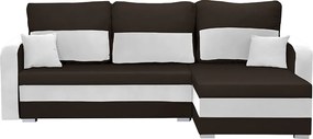 KOROS Kinyitható sarokkanapé Barna/fehér