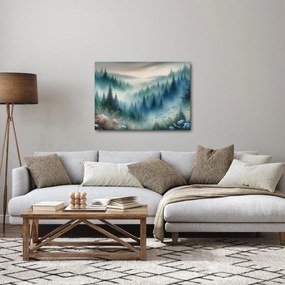Kép - Erdős táj köddel (70x50 cm)