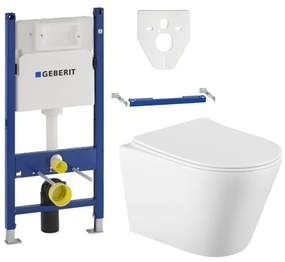 Akasztós készlet GEBERIT Duofix Basic + WC RICO Rimless 48 x 35 cm + lassan eső deszka Slim, fehér, 3372XX00 + 39040100