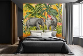 Gario Fotótapéta Narancssárga absztrakt állatok elefántok - Andrea Haase Anyag: Vlies, Méret: 200 x 200 cm
