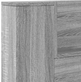 szürke sonoma színű áthidalószekrény LED-ekkel 140x16,5x103,5cm