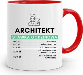 Piros Építész Bögre Óradíj Nyomtatott Fényképpel