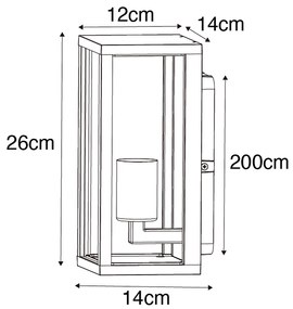 Okos fali lámpa rozsdabarna 26 cm IP44 WiFi ST64-gyel - Charlois