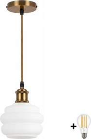 BRILAGI - LED függőlámpa kábelen RETRO GLASS 1xE27/60W/230V Ø 20 cm arany/fehér