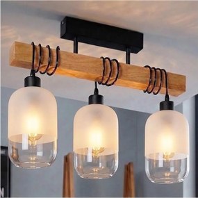 BRILAGI - Felületre szerelhető csillár WOOD GLASS 3xE27/60W/230V fenyő/fekete/fehér