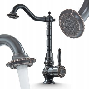 Mosdó Csaptelep Retro Antik Fekete Forgatható Kifolyócső Fürdőszoba Csaptelep