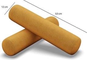 Görgős párna, 2 db, hab töltet, bársony, sárga