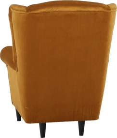 Füles fotel puffal, szövet mustár, ASTRID