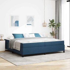 Boxrugós ágy Kék és Fekete 200 x 200 cm Textil és mérnöki fa