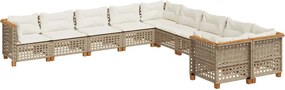 vidaXL 10 részes bézs polyrattan kerti ülőgarnitúra párnával
