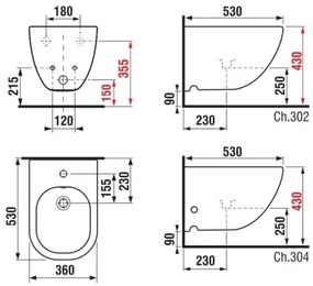 JIKA H8317121003021 - Függesztett bidé MIO kerámia/gyöngyházfehér