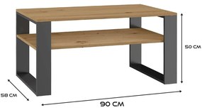 Riano MIX 1P dohányzóasztal, 90x50x58 cm, antracit-tölgy