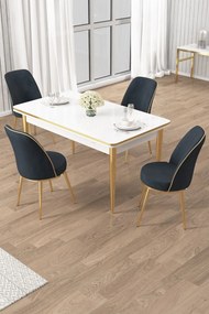 Rewa étkezőgarnitúra, fehér-arany, 110 cm – TR240CHR3039