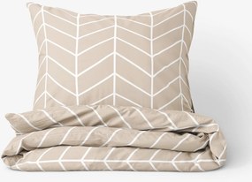Goldea pamut ágyneműhuzat - fehér cikkcakk bézsen 140 x 200 és 70 x 90 cm