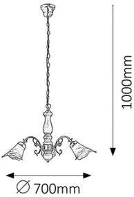 Rabalux 7093 - Csillár láncon RUSTIC 3 3xE14/40W/230V