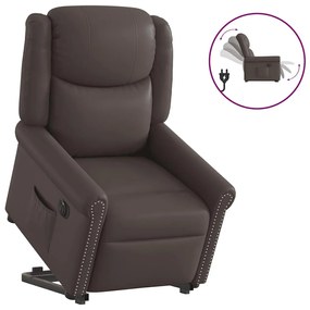 elektromos fényes barna műbőr dönthető állófotel