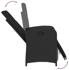 7 részes fekete polyrattan kerti étkezőgarnitúra párnával