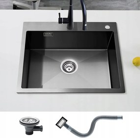 Konyhai mosogató acél 60x50 cm 1 kamrás Keokbon Nano Anthracite