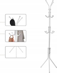 Akasztós Álló Ruhaállvány Fém Fehér 12 Kampós Erős Stabil