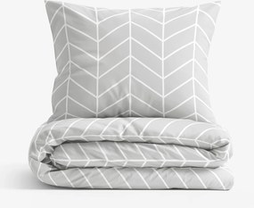 Goldea pamut ágyneműhuzat - fehér cikkcakk szürkén 140 x 200 és 70 x 90 cm