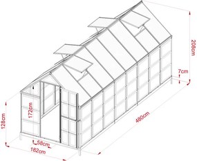 CRAFTFIELD Kerti polikarbonát üvegház 4.8m - ajándék talapzat az üvegházhoz INGYEN