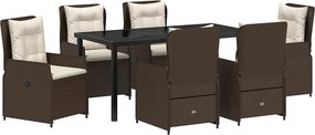 vidaXL Kert étkező szett 7 pcs Barna polirattan