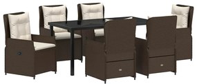 vidaXL Kert étkező szett 7 pcs Barna polirattan