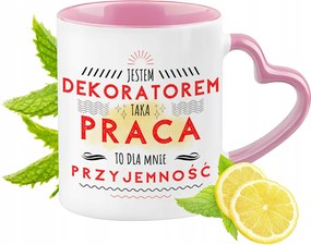 Dekorációs Bögre Rózsaszín Szív Alakú Füllel Kávé Ajándék