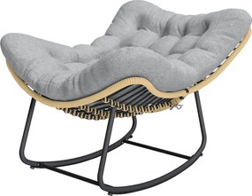 Outsunny rattan hintaszék vastag párnával, beltéri/kültéri hintaszék, 120 kg teherbírás, 87 x 110 x 70 cm – szürke | Aosom