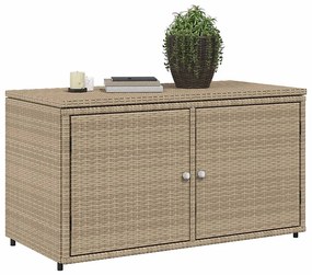 bézs polyrattan kerti tárolószekrény 110 x 55 x 60,5 cm