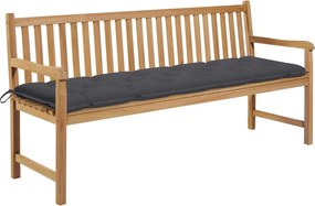 vidaXL tömör tíkfa kerti pad antracitszürke párnával 175 cm
