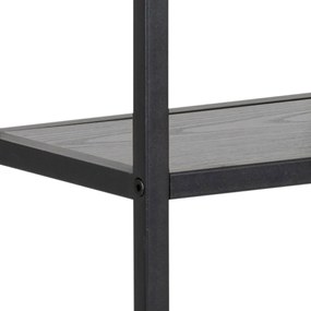 Fekete fali könyvespolc kőrisfa dekorral 75x91 cm Seaford – Actona