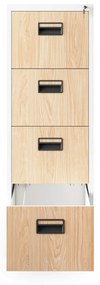 Fém irattartó szekrény, 4 fiókos SARA V4, 460 x 1320 x 620 mm, Eco Design: fehér/ sonoma tölgy