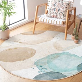 Kék-bézs mosható kerek szőnyeg ø 150 cm Puddle – Mila Home