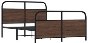 barna tölgy színű fém ágykeret matrac nélkül 137 x 190 cm