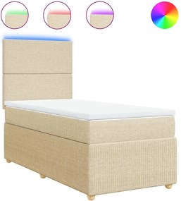 vidaXL krémszínű szövet rugós ágy matraccal 100 x 200 cm