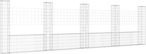vidaXL U-alakú vas gabionkosár 5 oszloppal 500 x 20 x 150 cm