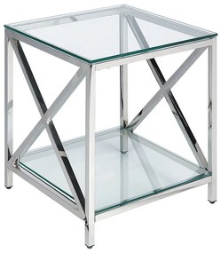 Ezüst üveg kisasztal 45 x 45 cm AUDET Beliani