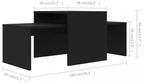 fekete szerelt fa dohányzóasztal szett 100 x 48 x 40 cm