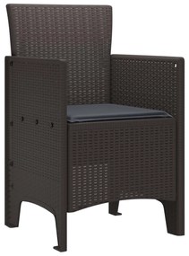 vidaXL Kerti Szék párnával 4 pcs Barna 53 x 49 x 85 cm Polipropilén