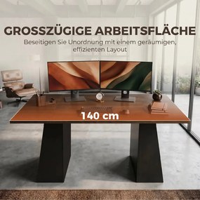 HOMCOM Főnöki íróasztal 4 nyitott polccal, ipari formatervezés, barna-fekete
