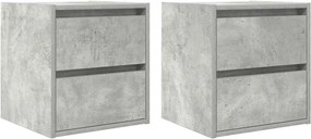 vidaXL 2 db betonszürke falra szerelhető éjjeliszekrény 38x34x40 cm