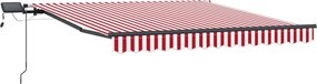 vidaXL Behúzható napellenző Piros és fehér 300 x 250 cm szövet