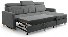 Vario sarokkanapé ágyfunkcióval univerzális jobb/bal oldali - szürke zsákszövet Wind 89