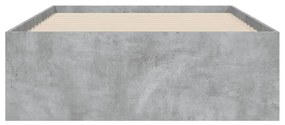 betonszürke szerelt fa ágykeret fiókokkal 90 x 200 cm