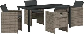 vidaXL Kert étkező szett párnával 5 pcs Szürke polirattan