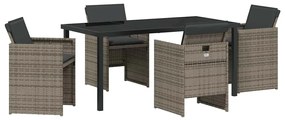 vidaXL Kert étkező szett párnával 5 pcs Szürke polirattan