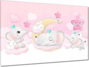 Vászonkép 120x80 Elefánt- és nyúlcsalád